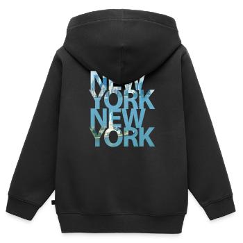 New York, New York - Kinder Premium Organic Zip Hoodie - Schwarz - Hinten - AI Model Kid Male (0cm)