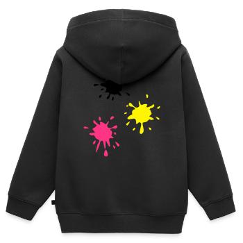 Kunst, Fleck, Paintball - Kinder Premium Organic Zip Hoodie - Schwarz - Hinten - AI Model Kid Male (0cm)