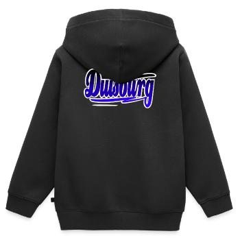 Duisburg - Kinder Premium Organic Zip Hoodie - Schwarz - Hinten - AI Model Kid Male (0cm)