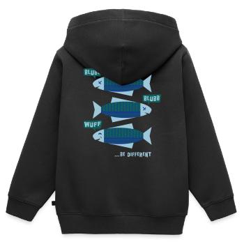 Be Different - Fische - Blubb - Be yourself - 3C - Kinder Premium Organic Zip Hoodie - Schwarz - Hinten - AI Model Kid Male (0cm)