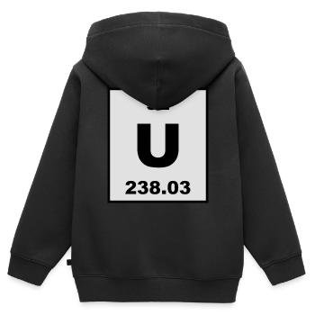 Element 92 - u (uranium) - Short (white) - Sweat Premium à capuche zippé enfant bio - noir - Dos - AI Model Kid Male (0cm)