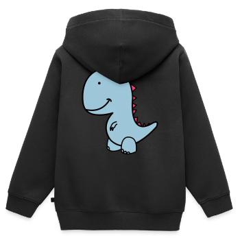 dino - Kinder Premium Organic Zip Hoodie - Schwarz - Hinten - AI Model Kid Male (0cm)
