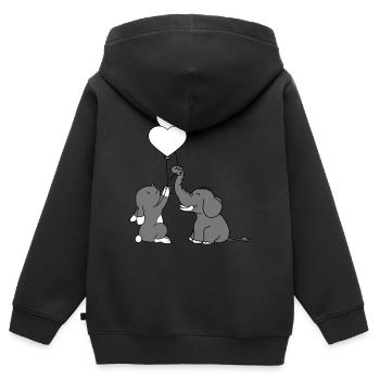 2 freunde elefant team paar luftballon herz liebe - Kinder Premium Organic Zip Hoodie - Schwarz - Hinten - AI Model Kid Male (0cm)