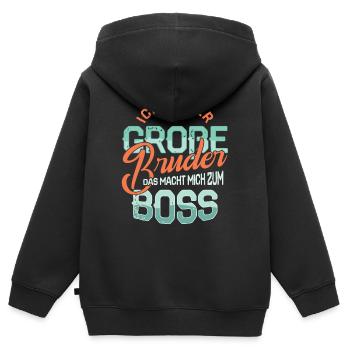 Big brother patron enfant naissance la grossesse - Sweat Premium à capuche zippé enfant bio - noir - Dos - AI Model Kid Male (0cm)