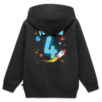 Ich bin 4 - Vierter Geburtstag Junge Mädchen - Kinder Premium Organic Zip Hoodie - Schwarz - Hinten - AI Model Kid Male (0cm)