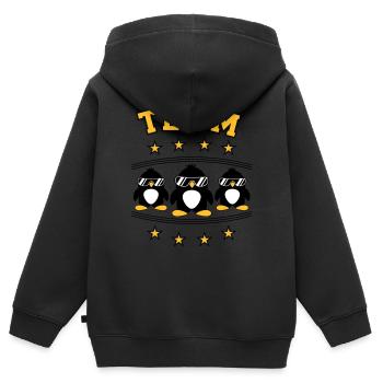 Pinguine Team Freunde - Kinder Premium Organic Zip Hoodie - Schwarz - Hinten - AI Model Kid Male (0cm)