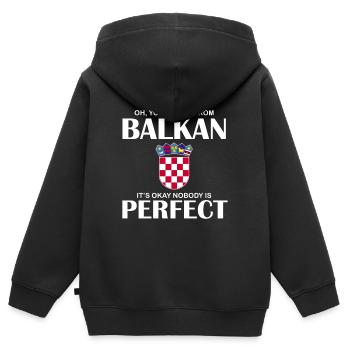 Hrvatska lustiges Kroatien Geschenkidee Croatia - Kinder Premium Organic Zip Hoodie - Schwarz - Hinten - AI Model Kid Male (0cm)
