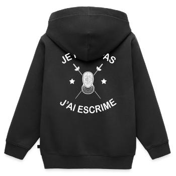 Je Peux Pas J'ai Escrime - Sweat Premium à capuche zippé enfant bio - noir - Dos - AI Model Kid Male (0cm)