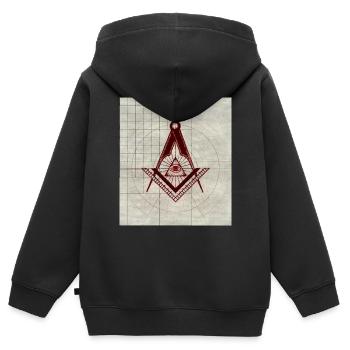 Symbole de franc-maçon - Sweat Premium à capuche zippé enfant bio - noir - Dos - AI Model Kid Male (0cm)
