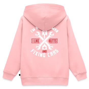 Mechanic Car - Sweat Premium à capuche zippé enfant bio - rose - Dos - AI Model Kid Female (0cm)