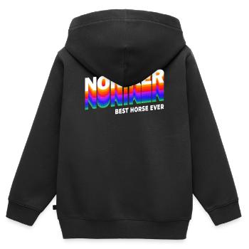 Noriker Pferde Design / Geschenkidee - Kinder Premium Organic Zip Hoodie - Schwarz - Hinten - AI Model Kid Male (0cm)