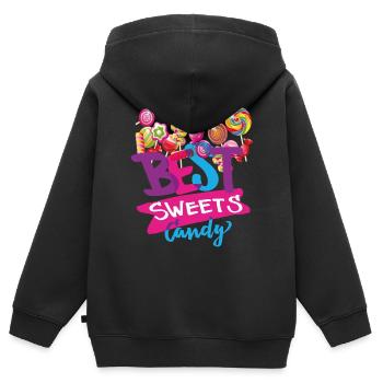 candy best candy - Kids Premium Organic Zip-up Hoodie - black - Back - AI Model Kid Male (0cm)