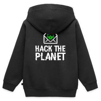 HACK DEN PLANETEN - Cybersecurity Hacker Hacking - Kinder Premium Organic Zip Hoodie - Schwarz - Hinten - AI Model Kid Male (0cm)