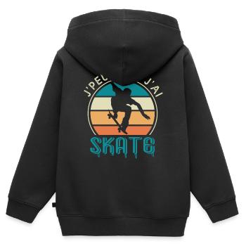 J'peux pas j'ai skate cadeau humour skateboard - Sweat Premium à capuche zippé enfant bio - noir - Dos - AI Model Kid Male (0cm)