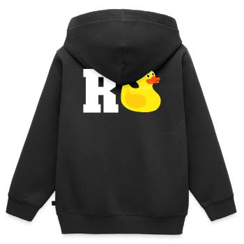 Rente - Kinder Premium Organic Zip Hoodie - Schwarz - Hinten - AI Model Kid Male (0cm)