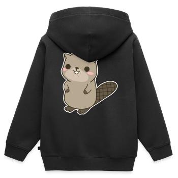 Biber - Kinder Premium Organic Zip Hoodie - Schwarz - Hinten - AI Model Kid Male (0cm)