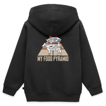 Fleisch etikettiert Lebensmittel Pyramide - Kinder Premium Organic Zip Hoodie - Schwarz - Hinten - AI Model Kid Male (0cm)