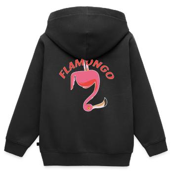 Flamongo / Flamingo - Kinder Premium Organic Zip Hoodie - Schwarz - Hinten - AI Model Kid Male (0cm)