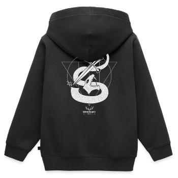 TÊTE DE SERPENT - Sweat Premium à capuche zippé enfant bio - noir - Dos - AI Model Kid Male (0cm)