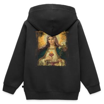 Jesus Maria Holly Mary - Kinder Premium Organic Zip Hoodie - Schwarz - Hinten - AI Model Kid Male (0cm)