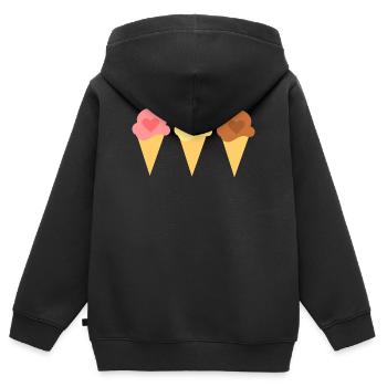 Eis Herz Eiscreme Erdbeereis Eisdiele Geschenk - Kinder Premium Organic Zip Hoodie - Schwarz - Hinten - AI Model Kid Male (0cm)