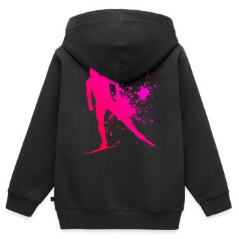Ski de fond féminin Patinage de fond Ski de fond Kl - Sweat Premium à capuche zippé enfant bio - noir - Dos - AI Model Kid Male (0cm)