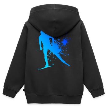 Langlauf Classic Damen Langlauf Klassisch Langlauf - Kinder Premium Organic Zip Hoodie - Schwarz - Hinten - AI Model Kid Male (0cm)