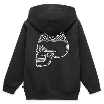 Crâne Labyrinthe-Cerveau - Sweat Premium à capuche zippé enfant bio - noir - Dos - AI Model Kid Male (0cm)