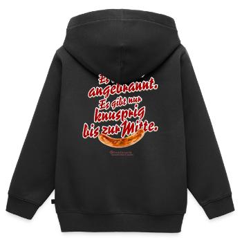 Grillen T-Shirt Spruch Knusprig bis zur Mitte - Kinder Premium Organic Zip Hoodie - Schwarz - Hinten - AI Model Kid Male (0cm)