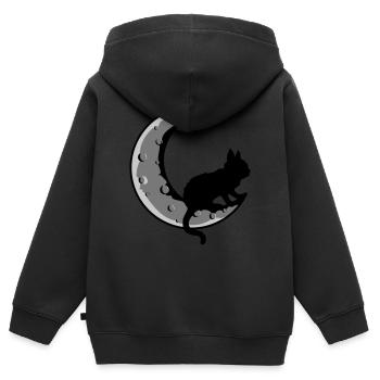 Sichel Mond Schwarze Katze - Kinder Premium Organic Zip Hoodie - Schwarz - Hinten - AI Model Kid Male (0cm)