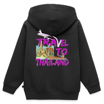 Travel to Thailand, Bangkok Emigration and holidays - Kids Premium Organic Zip-up Hoodie - black - Back - AI Model Kid Male (0cm)