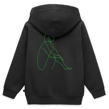 Line Art weibliche Silhouette Weibliche Gesichter Gesicht - Kinder Premium Organic Zip Hoodie - Schwarz - Hinten - AI Model Kid Male (0cm)