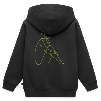 Line Art weibliche Silhouette Weibliche Gesichter Gesicht - Kinder Premium Organic Zip Hoodie - Schwarz - Hinten - AI Model Kid Male (0cm)