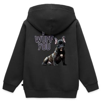 i wUFF yOU - Kinder Premium Organic Zip Hoodie - Schwarz - Hinten - AI Model Kid Male (0cm)