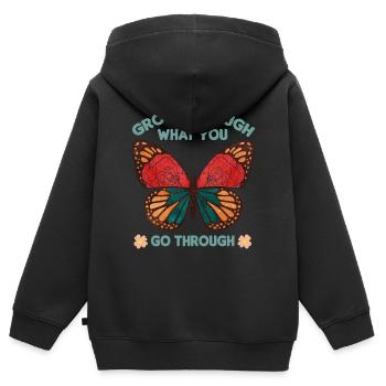 Fleur de papillon Dictons floraux Disant fleurs - Sweat Premium à capuche zippé enfant bio - noir - Dos - AI Model Kid Male (0cm)