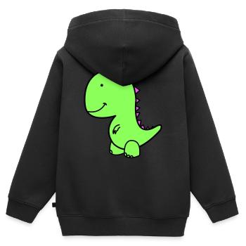 Dino - Kinder Premium Organic Zip Hoodie - Schwarz - Hinten - AI Model Kid Male (0cm)