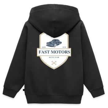 Fast Motors - Kinder Premium Organic Zip Hoodie - Schwarz - Hinten - AI Model Kid Male (0cm)