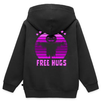 Halloween câlins gratuits épouvantail - Sweat Premium à capuche zippé enfant bio - noir - Dos - AI Model Kid Male (0cm)