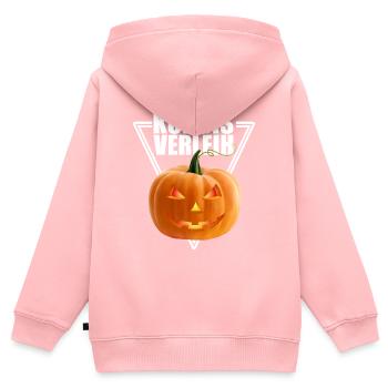Kürbis Verleih | Halloween Kürbis Vermietung - Kinder Premium Organic Zip Hoodie - Rosa - Hinten - AI Model Kid Female (0cm)