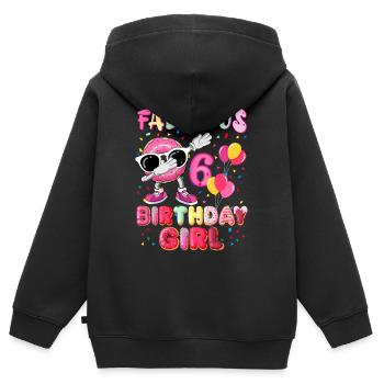 6ème anniversaire Dabbing Donut Fille fabuleuse - Sweat Premium à capuche zippé enfant bio - noir - Dos - AI Model Kid Male (0cm)