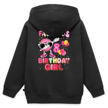 8ème anniversaire Dabbing Donut Fille fabuleuse - Sweat Premium à capuche zippé enfant bio - noir - Dos - AI Model Kid Male (0cm)