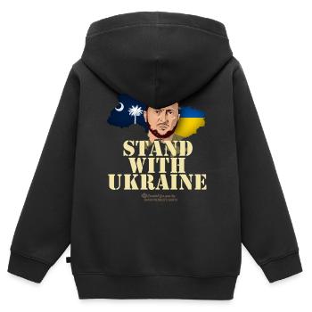 Ukraine South Carolina - Kinder Premium Organic Zip Hoodie - Schwarz - Hinten - AI Model Kid Male (0cm)