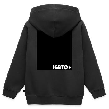LGBTQ+ - Sweat Premium à capuche zippé enfant bio - noir - Dos - AI Model Kid Male (0cm)