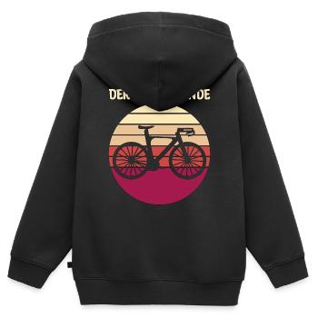 Der Radreisende Fahrradtour Geschenk - Kinder Premium Organic Zip Hoodie - Schwarz - Hinten - AI Model Kid Male (0cm)