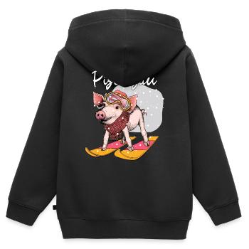 Pistensau Apres Ski Urlaub Geschenk - Kinder Premium Organic Zip Hoodie - Schwarz - Hinten - AI Model Kid Male (0cm)