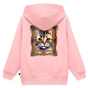 Katzengesicht 5 - Kinder Premium Organic Zip Hoodie - Rosa - Hinten - AI Model Kid Female (0cm)