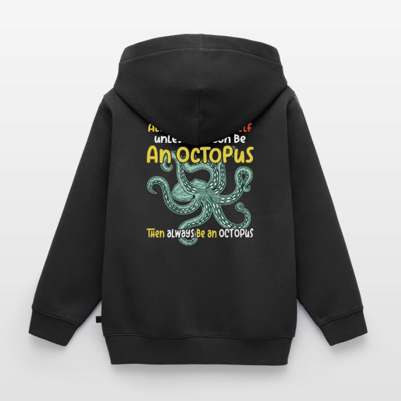 Sei Du selbst oder sei ein Oktopus. Großer Oktopus Kinder Premium Organic Zip Hoodie