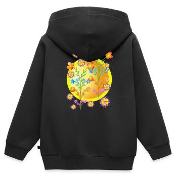 Fleurs en bouquet. - Sweat Premium à capuche zippé enfant bio - noir - Dos - AI Model Kid Male (0cm)