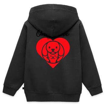 MY ONLY LOVE DOG CAT FRIEND - Kinder Premium Organic Zip Hoodie - Schwarz - Hinten - AI Model Kid Male (0cm)