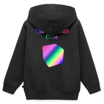 Unicorn Cube - Kinder Premium Organic Zip Hoodie - Schwarz - Hinten - AI Model Kid Male (0cm)